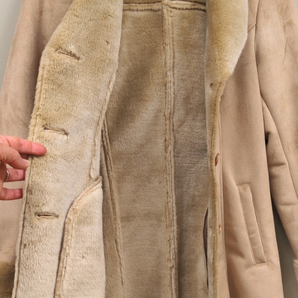 NWOT Dona Michi Suede Faux Fur Lined Button Up Jacket Size Small - Picture 5 of 9